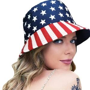Red,white, and blue bucket hat(American flag)